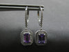 1.87CT DIAMOND & AAA AMETHYST 14KT WHITE GOLD 3D HALO LEVERBACK HANGING EARRINGS