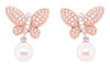 .66CT DIAMOND & AAA SOUTH SEA PEARL 18KT WHITE & ROSE GOLD 3D BUTTERFLY EARRINGS