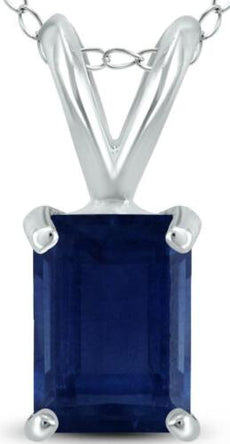 .30CT AAA SAPPHIRE 14KT WHITE GOLD EMERALD CUT SQUARE SOLITAIRE FLOATING PENDANT