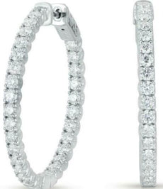 LARGE 3.06CT DIAMOND 14KT WHITE GOLD ROUND CLASSIC INSIDE OUT HANGING EARRINGS