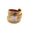 ESTATE LARGE .23CT DIAMOND 18KT 2 TONE GOLD 3D SQUARE CRISS CROSS COBRA FUN RING