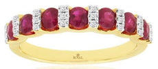1.09CT DIAMOND & AAA RUBY 14K YELLOW GOLD CHANNEL SEMI ETERNITY ANNIVERSARY RING