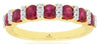 1.09CT DIAMOND & AAA RUBY 14K YELLOW GOLD CHANNEL SEMI ETERNITY ANNIVERSARY RING