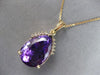 EXTRA LARGE 19.10CT DIAMOND & AAA AMETHYST 14KT YELLOW GOLD 3D TEAR DROP PENDANT
