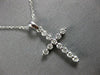 ESTATE .52CT DIAMOND 14K WHITE GOLD 3D ROUND SHARED PRONG CROSS FLOATING PENDANT