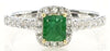 .98CT DIAMOND & AAA EMERALD 18KT 2 TONE GOLD SQUARE & ROUND HALO ENGAGEMENT RING