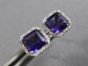 1.63CT DIAMOND & AAA AMETHYST 14KT WHITE GOLD EMERALD CUT & ROUND STUD EARRINGS