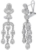 3.42CT DIAMOND 18KT WHITE GOLD ROUND & BAGUETTE FLOWER MULTI TEAR DROP EARRINGS