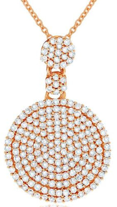 .70CT DIAMOND 14K ROSE GOLD CLASSIC DOUBLE FLORAL CIRCULAR LOVE FLOATING PENDANT