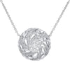 .37CT DIAMOND 14KT WHITE GOLD 3D PAVE MULTI LEAF FLOWER CIRCULAR LOVE NECKLACE