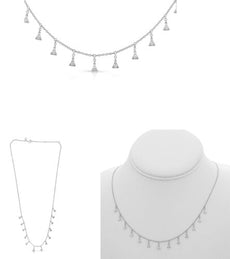 .55CT DIAMOND 14K WHITE GOLD 3D ROUND BY THE YARD CHANDELIER TRIANGULAR NECKLACE