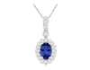 1.09CT DIAMOND & AAA TANZANITE 14KT WHITE GOLD 3D OVAL & ROUND FLOATING PENDANT