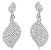 1.37CT DIAMOND 14K WHITE GOLD 3D CLASSIC DOUBLE LEAF FLOWER FUN HANGING EARRINGS