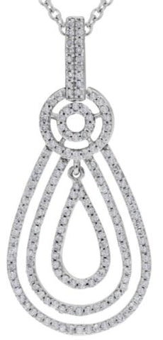 .50CT DIAMOND 14KT WHITE GOLD 3D MULTI TEAR DROP CIRCULAR FUN FLOATING PENDANT