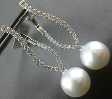 LARGE .70CT DIAMOND AAA SOUTH SEA PEARL 18K WHITE GOLD INFINITY HANGING EARRINGS