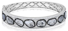 6.13CT WHITE & SLICE ICE DIAMOND 18KT WHITE GOLD 3D MULTI SHAPE BANGLE BRACELET