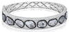 6.13CT WHITE & SLICE ICE DIAMOND 18KT WHITE GOLD 3D MULTI SHAPE BANGLE BRACELET