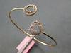 WIDE .77CT PINK DIAMOND 18KT ROSE GOLD 3D HEART CRISS CROSS LOVE BANGLE BRACELET