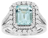 Estate 2.33Ct Diamond & AAA Aquamarine 14Kt White Gold 3D Double Halo Engagement Ring