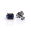 AAA SODALITE 18KT YELLOW GOLD & 925 SILVER HANDCRAFTED OVAL FILIGREE CUFFLINKS