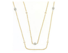 1.27CT DIAMOND 14KT YELLOW GOLD ROUND & MARQUISE SHAPE BY THE YARD FUN NECKLACE
