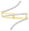 ESTATE .16CT DIAMOND 14KT YELLOW GOLD 3D ROUND 3 ROW CRISS CROSS FUN RING