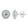 ESTATE 2.0CT DIAMOND 14KT WHITE GOLD 3D CLASSIC ROUND HALO FLOWER STUD EARRINGS