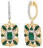 1.82CT DIAMOND & AAA EMERALD 14K YELLOW GOLD MULTI HEART SQUARE HANGING EARRINGS