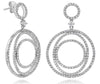 ESTATE 1.75CT DIAMOND 14KT WHITE GOLD ROUND MULTI CIRCULAR FUN HANGING EARRINGS