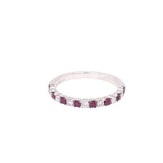 .45CT DIAMOND & AAA RUBY 18KT WHITE GOLD CLASSIC SEMI ETERNITY ANNIVERSARY RING