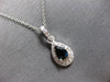 ESTATE .68CT DIAMOND & AAA SAPPHIRE 14K WHITE GOLD 3D TEAR DROP FLOATING PENDANT