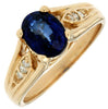 Estate 1.55Ct Diamond & AAA Sapphire 14Kt Yellow Gold Oval & Round Friendship Love Ring