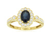 1.34CT DIAMOND & AAA SAPPHIRE 14KT YELLOW GOLD 3D OVAL & ROUND FLOWER LOVE RING
