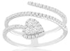 ESTATE .42CT DIAMOND 14KT WHITE GOLD 3D MULTI ROW HEART CRISS CROSS LOVE RING