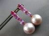 LARGE 3.5CT AAA PINK SAPPHIRE & PINK SOUTH SEA PEARL 18K ROSE GOLD FUN EARRINGS