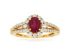 1.46CT DIAMOND & AAA RUBY 14KT YELLOW GOLD OVAL ROUND & BAGUETTE ENGAGEMENT RING