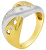 .08CT DIAMOND 18KT TWO TONE GOLD 3D ROUND MULTI HEART CRISS CROSS INFINITY RING