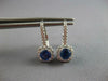 1.50CT DIAMOND & AAA CEYLON SAPPHIRE 18K WHITE GOLD SQUARE HALO HANGING EARRINGS