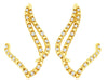 ESTATE .13CT DIAMOND 14K YELLOW GOLD 3D DOUBLE LEAF V SHAPE FUN HANGING EARRINGS