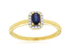 .29CT DIAMOND & AAA SAPPHIRE 14KT YELLOW GOLD OVAL HALO OCTAGON FRIENDSHIP RING