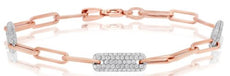 2.93CT DIAMOND 14KT WHITE & ROSE GOLD 3D ROUND RECTANGULAR BY THE YARD BRACELET