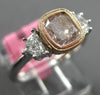 GIA 1.49CT WHITE & PINK DIAMOND 18KT WHITE & ROSE GOLD 3 STONE ENGAGEMENT RING