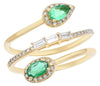.69CT DIAMOND & AAA EMERALD 14K YELLOW GOLD 3D MULTI SHAPE CRISS CROSS LOVE RING