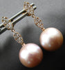 ESTATE .45CT DIAMOND & AAA PINK SOUTH SEA PEARL 18KT ROSE GOLD HANGING EARRINGS