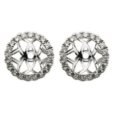 ESTATE .68CT ROUND DIAMOND 18KT WHITE GOLD 3D ROUND SHARE PRONG JACKET EARRINGS