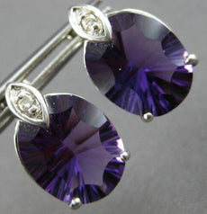9.05CT DIAMOND & AAA AMETHYST 14KT WHITE GOLD OVAL & ROUND LEAF STUD EARRINGS