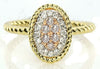ESTATE .27CT WHITE & PINK DIAMOND 14K TRI COLOR GOLD 3D PAVE OVAL ROPE LOVE RING