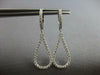 LARGE 1.01CT DIAMOND 14KT WHITE GOLD 3D OPEN TEAR DROP HUGGIE HANGING EARRINGS