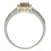 1.03CT WHITE & FANCY YELLOW DIAMOND 18KT 2 TONE GOLD SQUARE HALO ENGAGEMENT RING