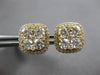 LARGE 1.83CT DIAMOND 18K YELLOW GOLD CLUSTER INVISIBLE SQUARE HALO STUD EARRINGS